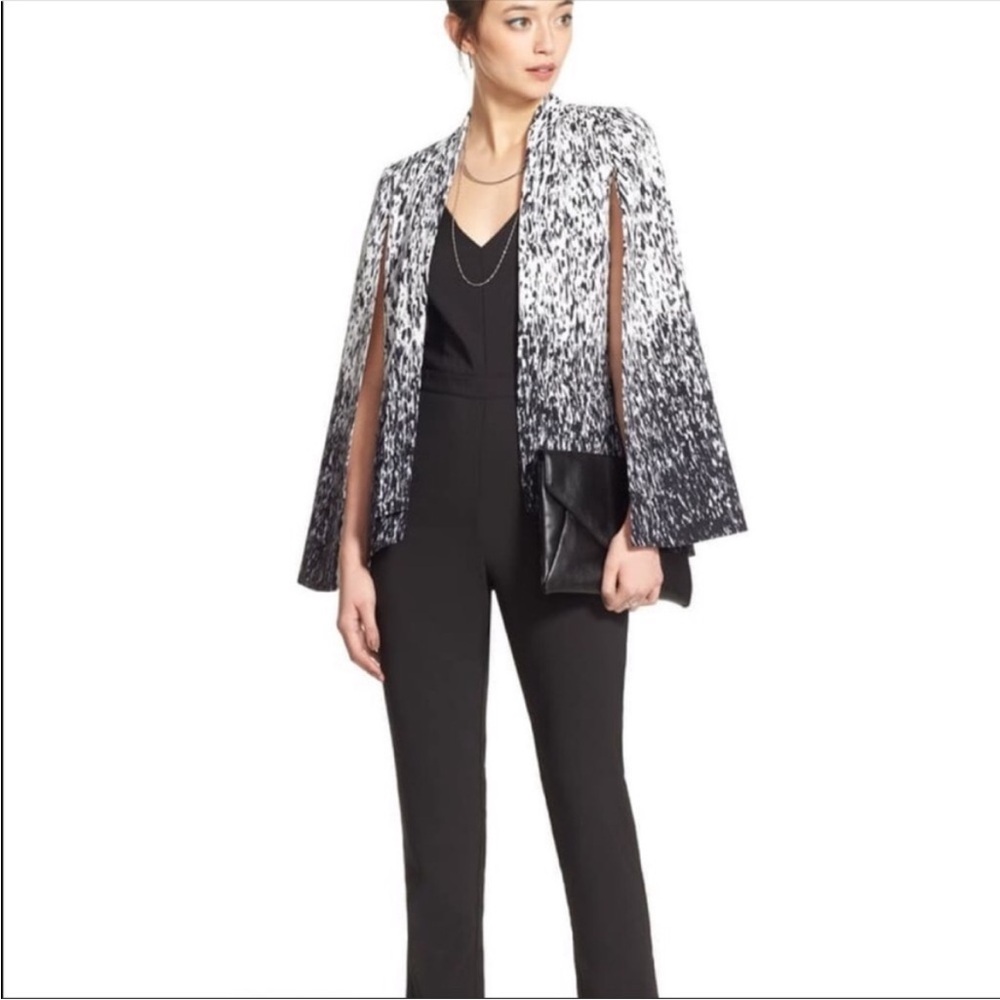 Black and White Ombre Cape Blazer
